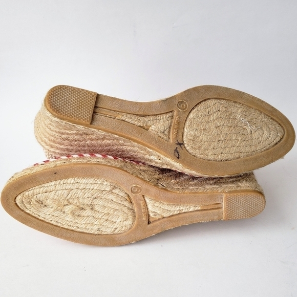 Andre Assous Striped Wedge Lace Up Espadrille Red White Size 10 New - Picture 10 of 13